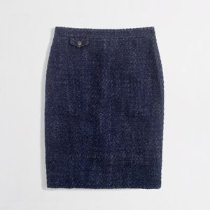 J. Crew Navy blue tweed pencil skirt. NWOT